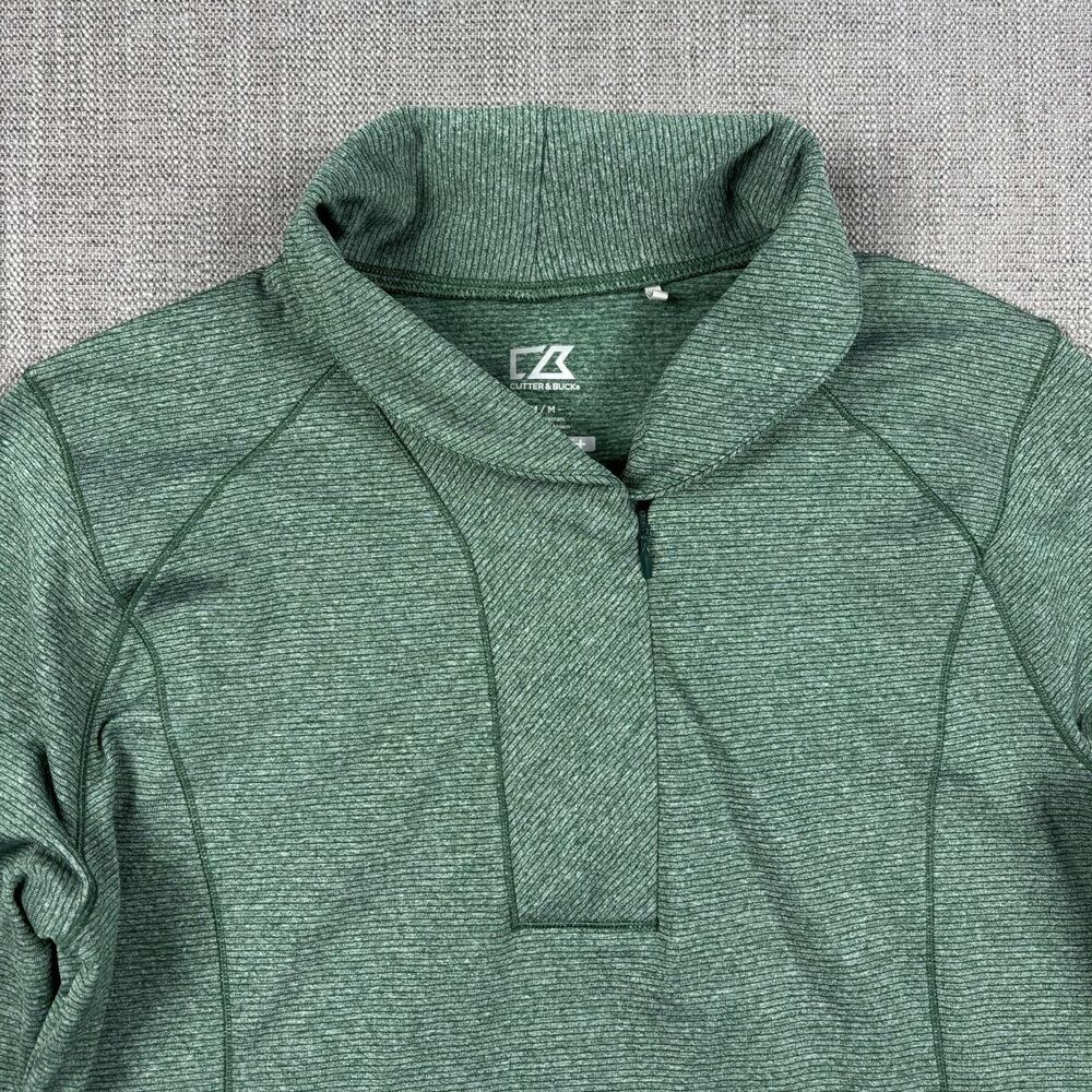 Cutter & Buck Shoreline Women's M 1/4 Zip Pullover Green Heather Athletic Shirt - Picture 3 of 8